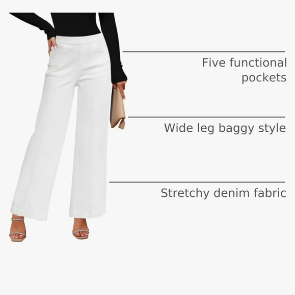 White Women's Wide-Leg Pants - Picture 3 of 16